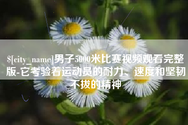 辽源男子5000米比赛视频观看完整版-它考验着运动员的耐力、速度和坚韧不拔的精神
